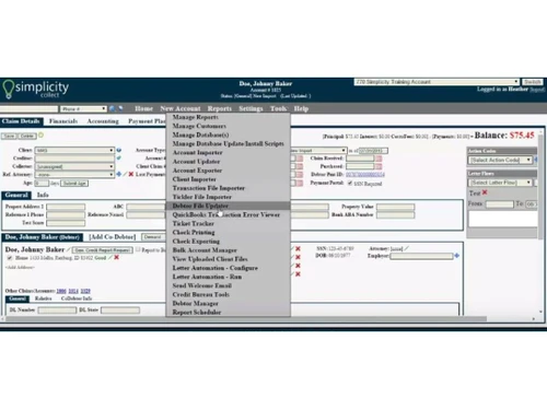 simplicity debt collection dashboard