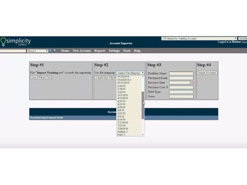 simplicity debt collection dropdown