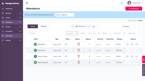 kangarootime attendance