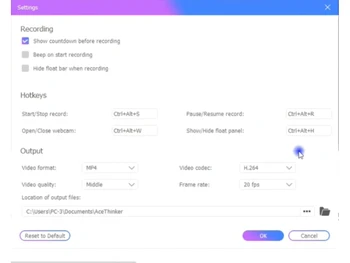 ace thinker screen recorder output