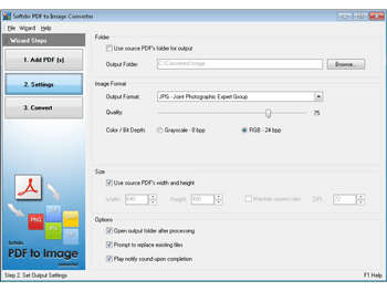 Softdiv PDF Converter setting