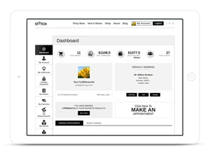 stitch online custom tailoring platform dashboard