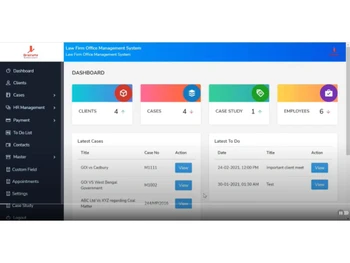 brainete law firm management software dashboard
