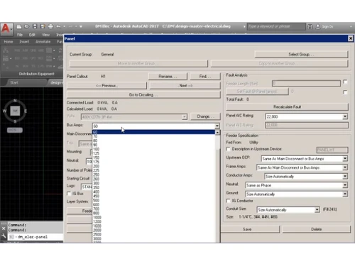 electrical for autoacad panel