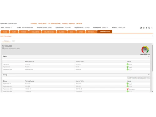 patrix ip management software tasks