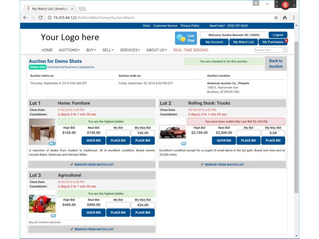 my auction software demo