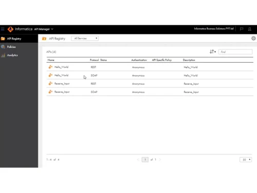 informatica api management registry
