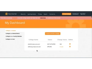 myicourse dashboard