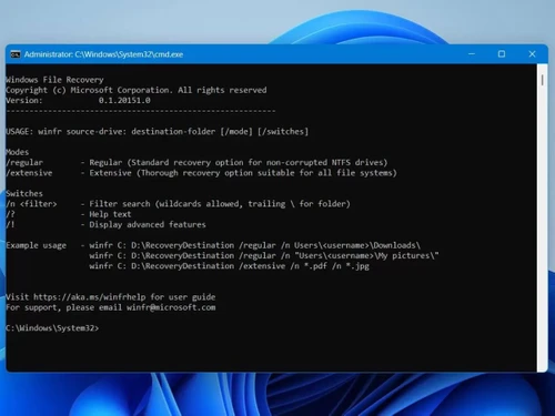 windows file recovery