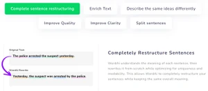 wordai sentence restructuring