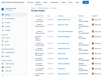jira service management-tickets