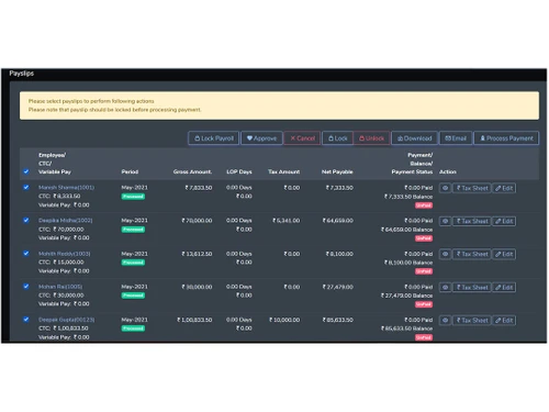 hivepayroll payroll summary dark theme