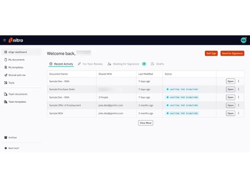 Nitro Sign-dashboard