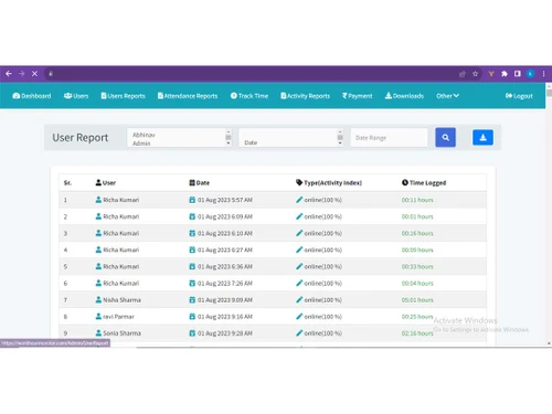work hour monitor user report