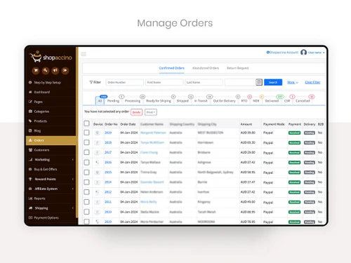 Shopaccino manage orders