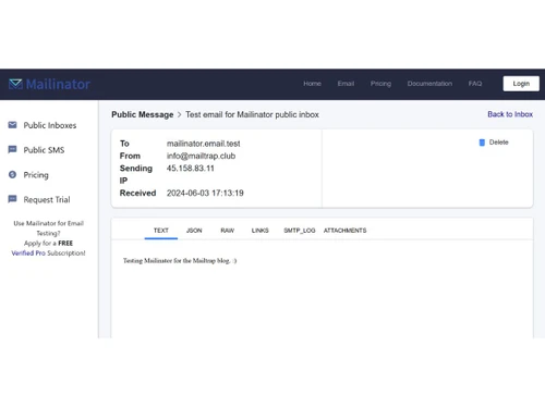 Mailinator-message