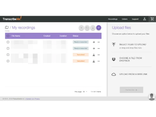 TranscribeMe recordings