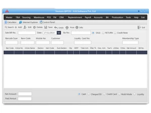 vesture pos software-control panel