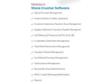 Stone Crusher Software modules