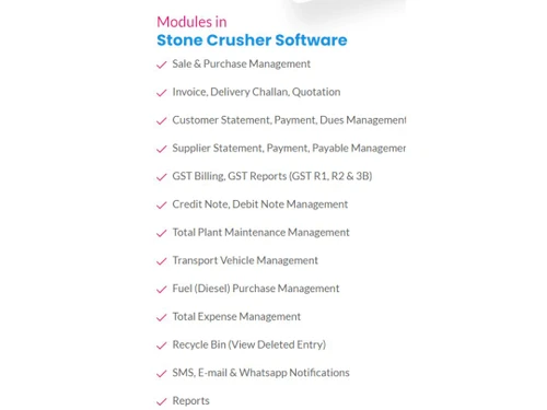 Stone Crusher Software modules