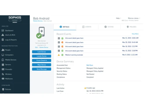 Sophos Mobile Security dashboard