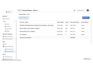 narrato payment report