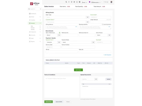effitraccrm sales invoices