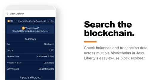 jaxx liberty search the blockchain