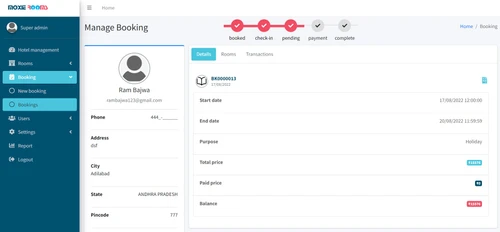 MoxieRooms BOOKING DETAILS