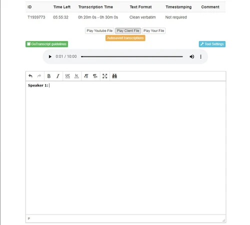 Transcription test example