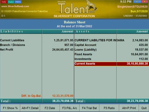 SilverSoft Talent balance sheet