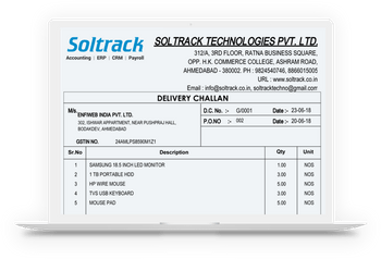 soltrack delivery challan