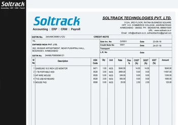 soltrack gst credit note