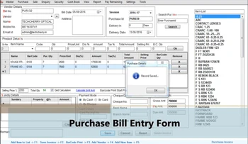 Techcherry Optical Store bill entry