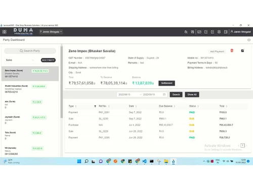 iaccount365 party dashboard