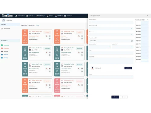 crmone appointment scheduler