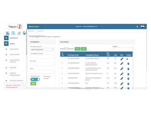 Diagnizer dashboard