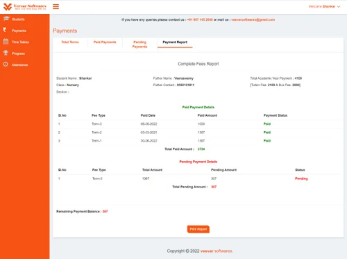veevar software payment report