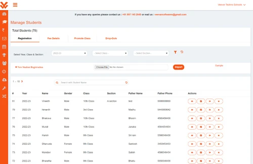veevar software student management