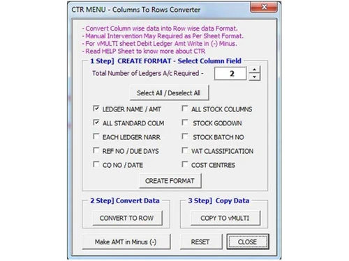 xltool excel to tally menu