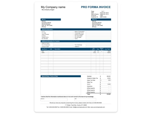 PROFORMA INVOICE
