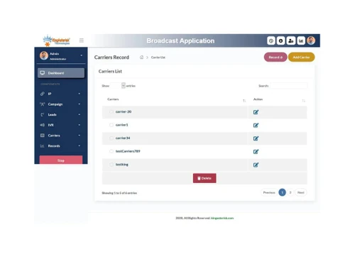 voice broadcasting dashboard