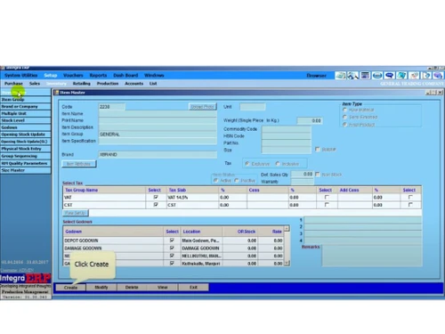 integra erp distribution item