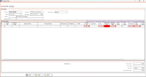 Ethics Pharmacy POS purchase order