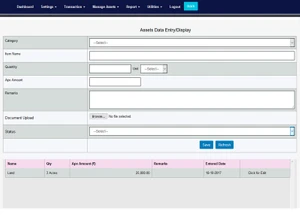 DevaKaryam assets data entry