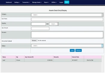 DevaKaryam assets data entry