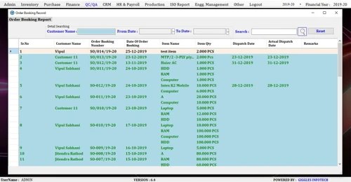 giggle erp order booking