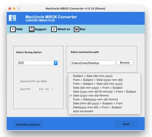 MBOX Converter file select
