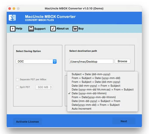 MBOX Converter file select