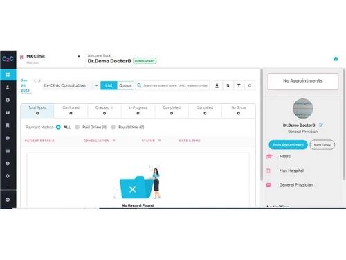 connect2clinic dashboard